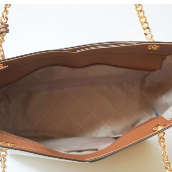 Michael Kors Jet Set Travel Large X Chained Tote Shoulder Bag MK Vanilla - Picture 6 of 9